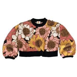 FARM Rio Floral Crew Neck Sweater - Pink, Yellow, Brown